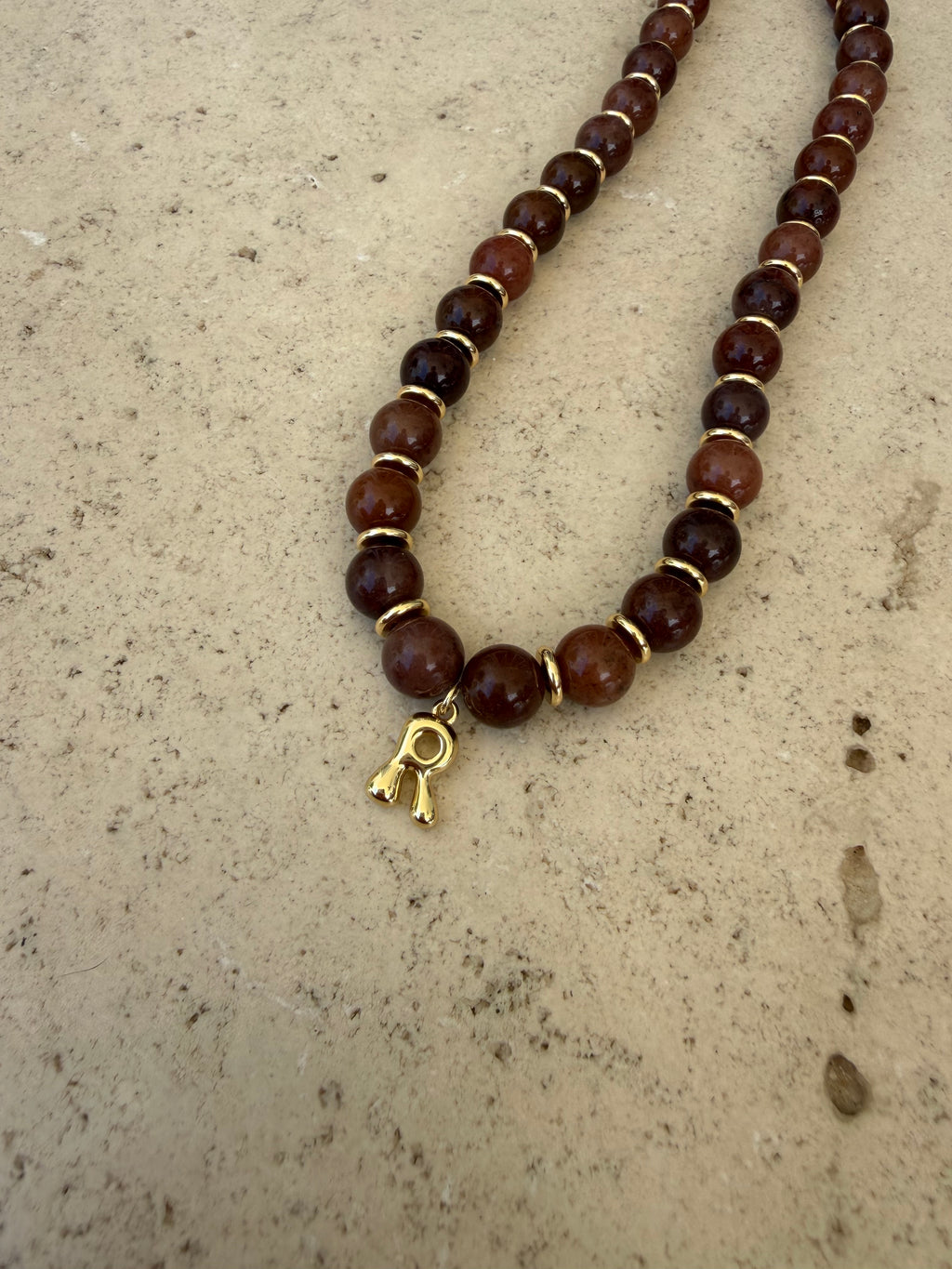 Brown Aventurine Initial Necklace