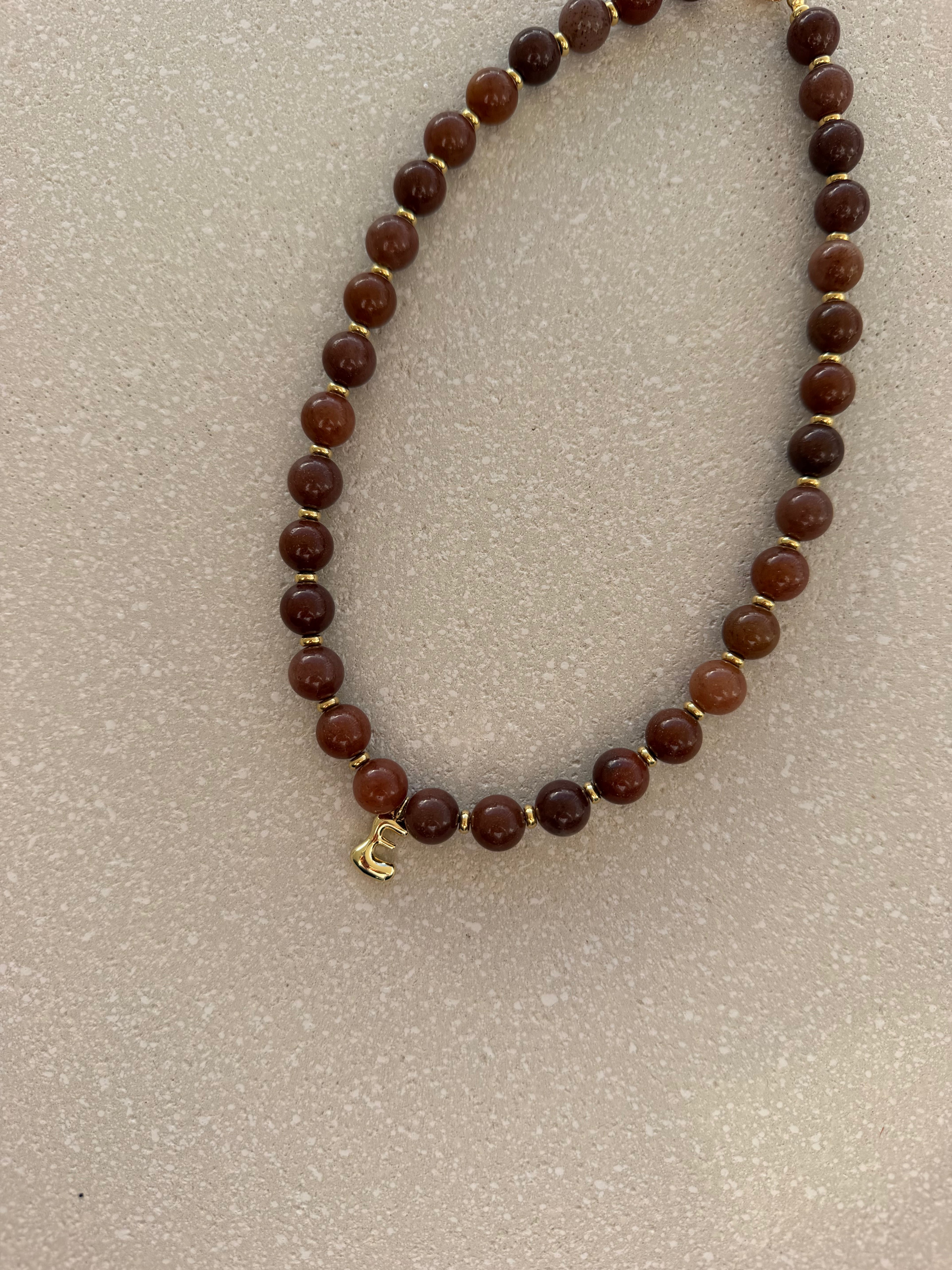 Brown Aventurine Initial Necklace