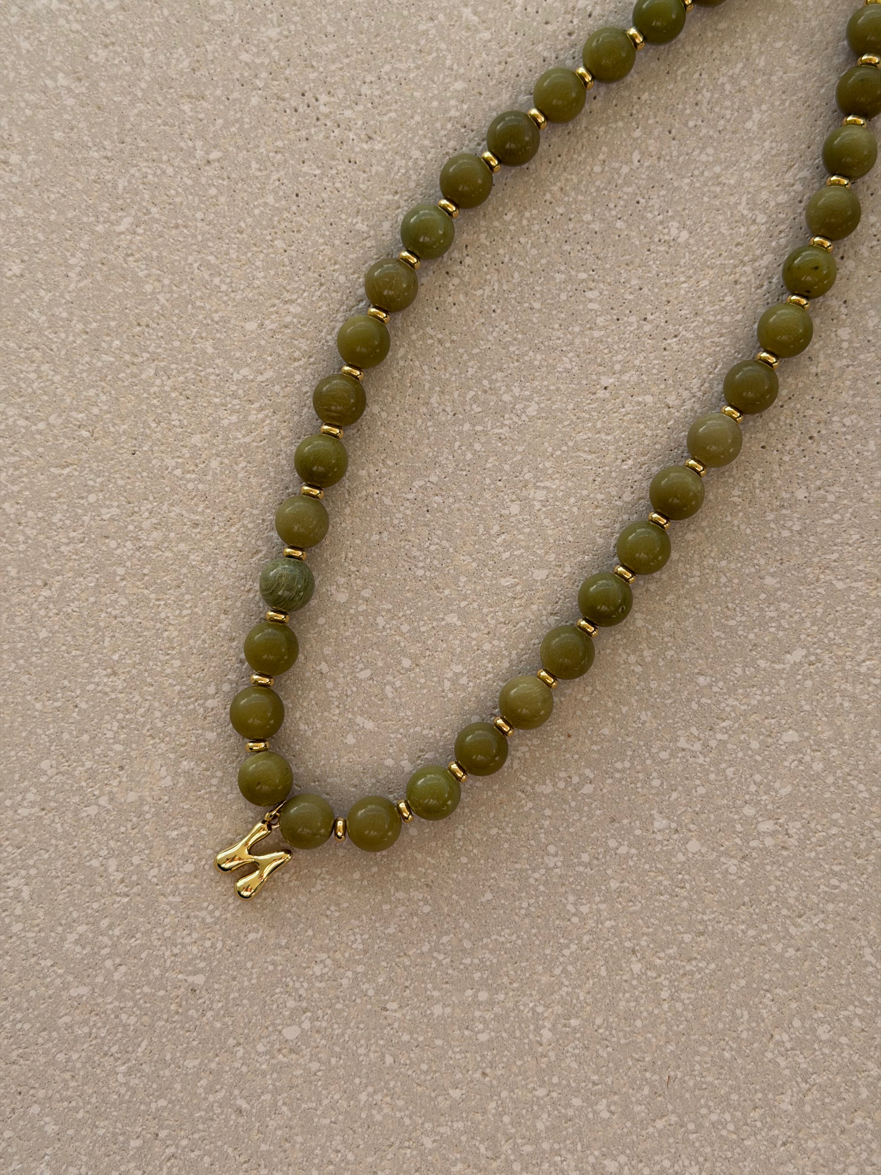 Green Alashan Initial Necklace