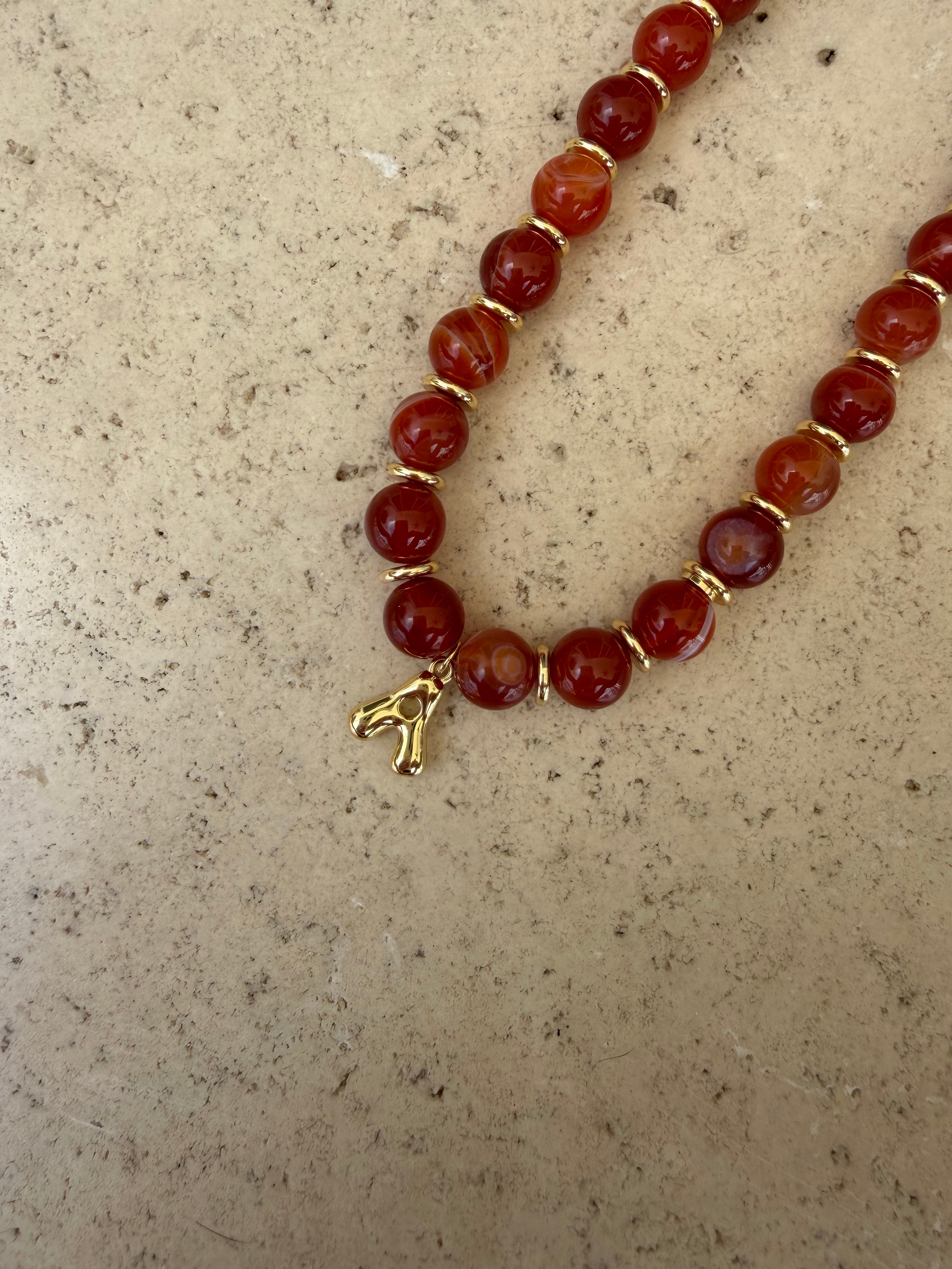 Red Carnelian Initial Necklace