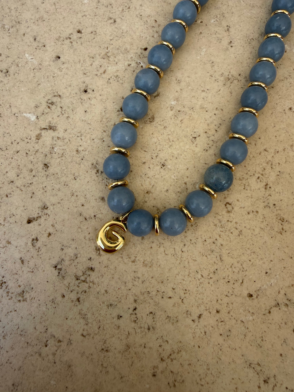 Blue Aventurine Initial Necklace