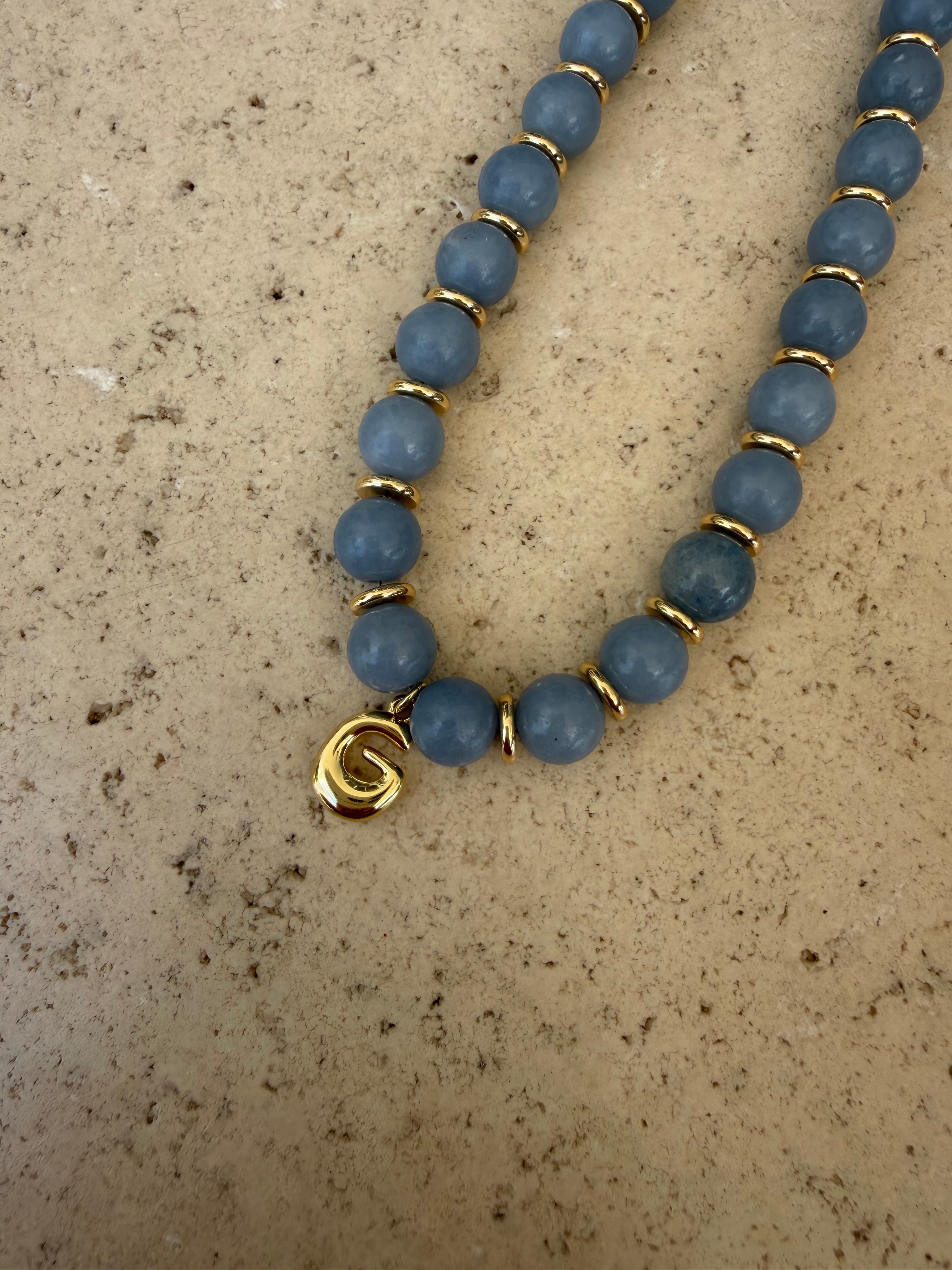 Blue Aventurine Initial Necklace