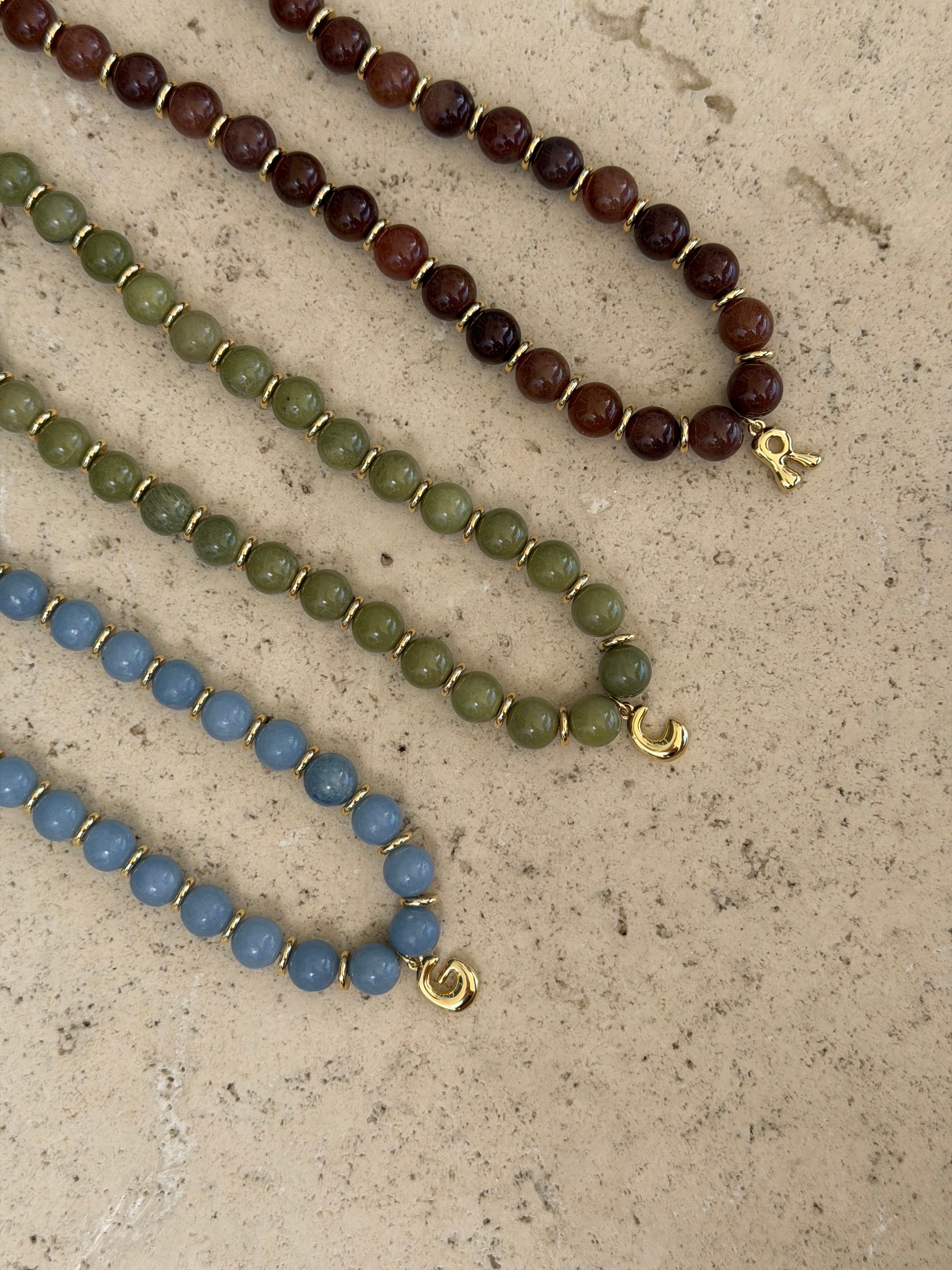 Green Alashan Initial Necklace