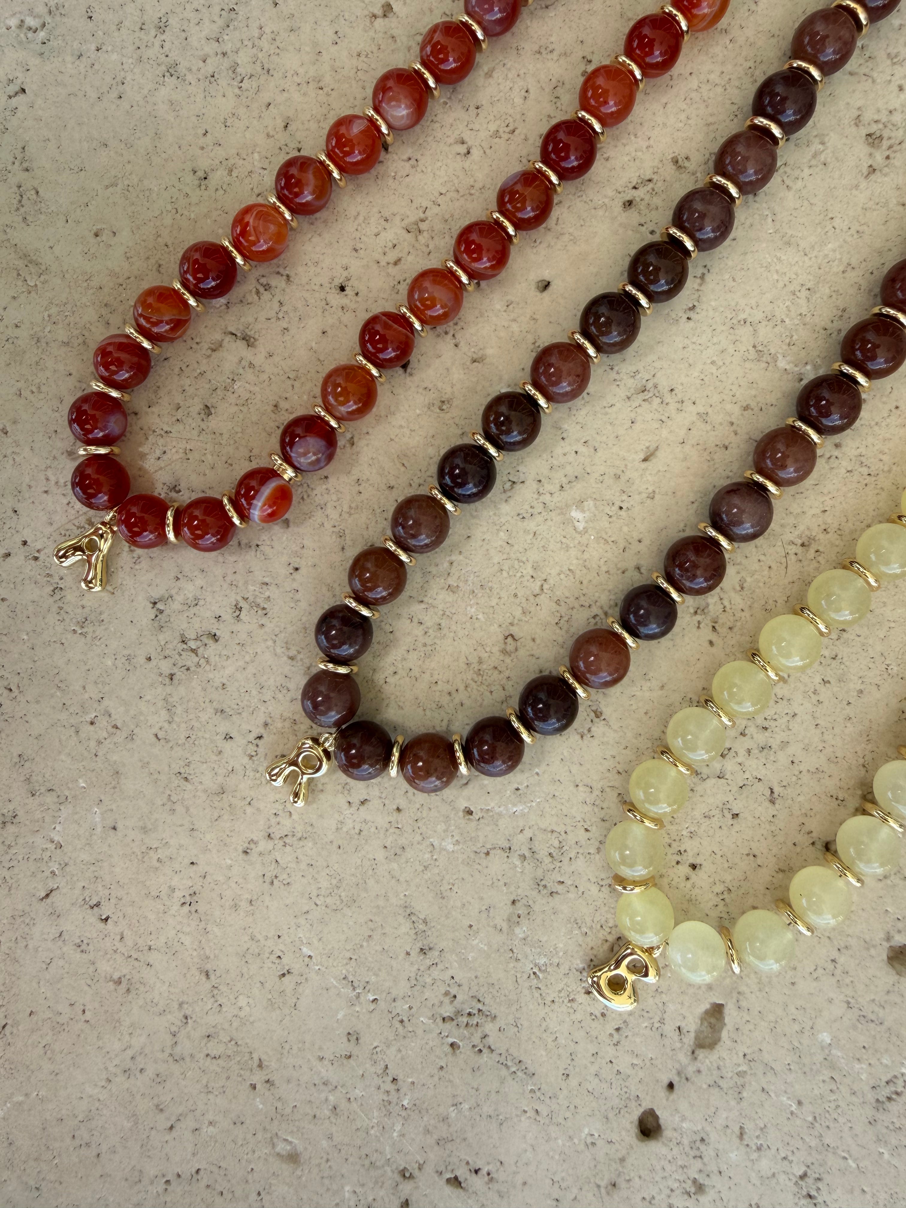 Brown Aventurine Initial Necklace