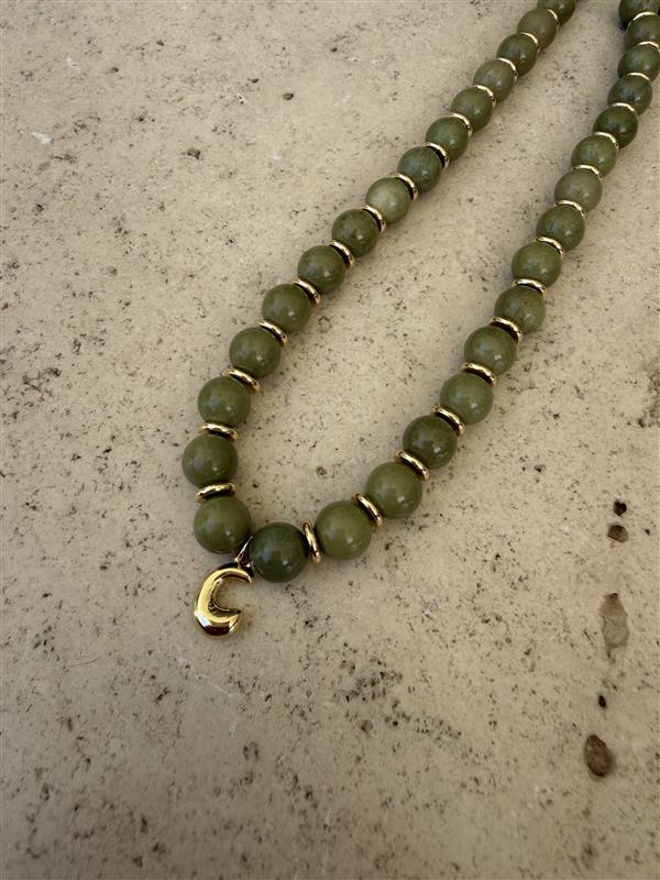 Green Alashan Initial Necklace
