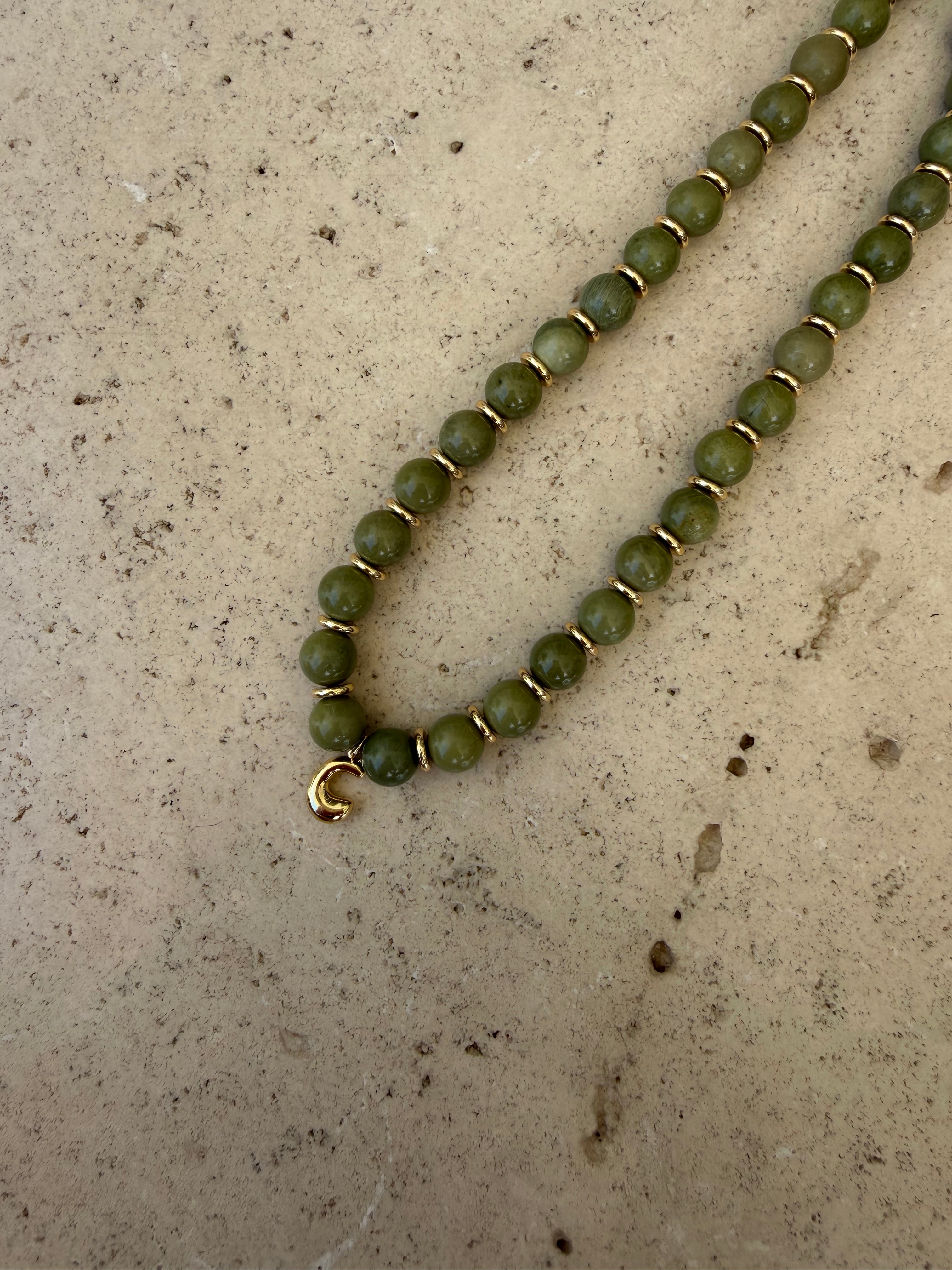 Green Alashan Initial Necklace